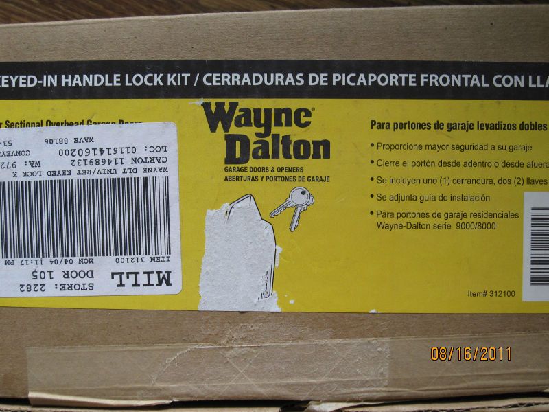 Wayne Dalton 12Wx4.25H Garage Door Lock MISSING PARTS  