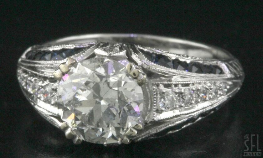   18K WG 2.72CTW DIAMOND/SAPPHIRE WEDDING RING W/ 1.82CT CENTER  