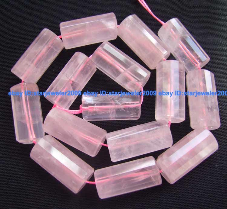 Natural 13x26mm Rose Quartz column facted Beads 15  