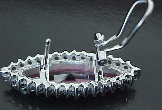 28ctTW MARQUISE Pink cz FRAMED Omega Back Ears/Pendant Rhodium 