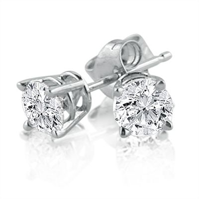 3ct Certified Diamond Stud Earrings SI2 I1 G/H in 14K White Gold 