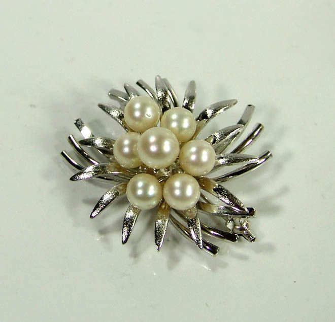 OLD JAPAN 7mm GENUINE PEARL STERLING SILVER BROOCH PIN  