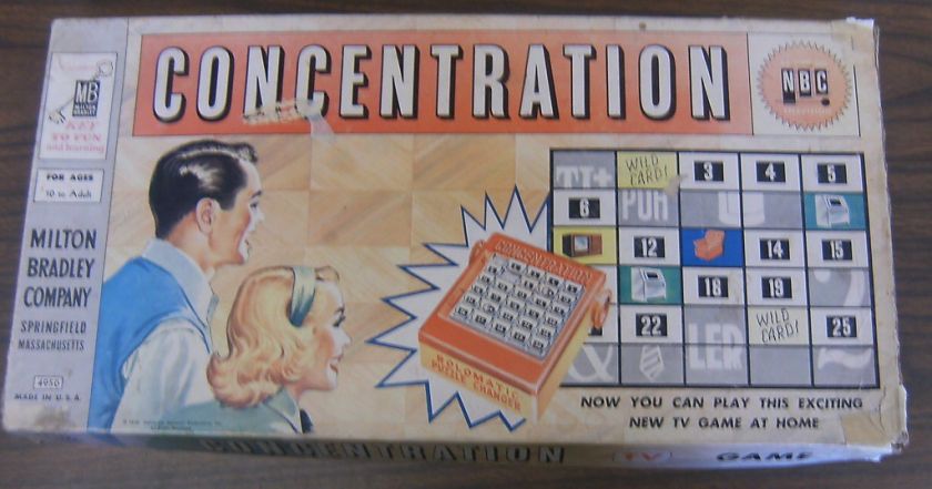 Concentration Game 1st Edition 1959 Milton Bradley Board Game Complete 