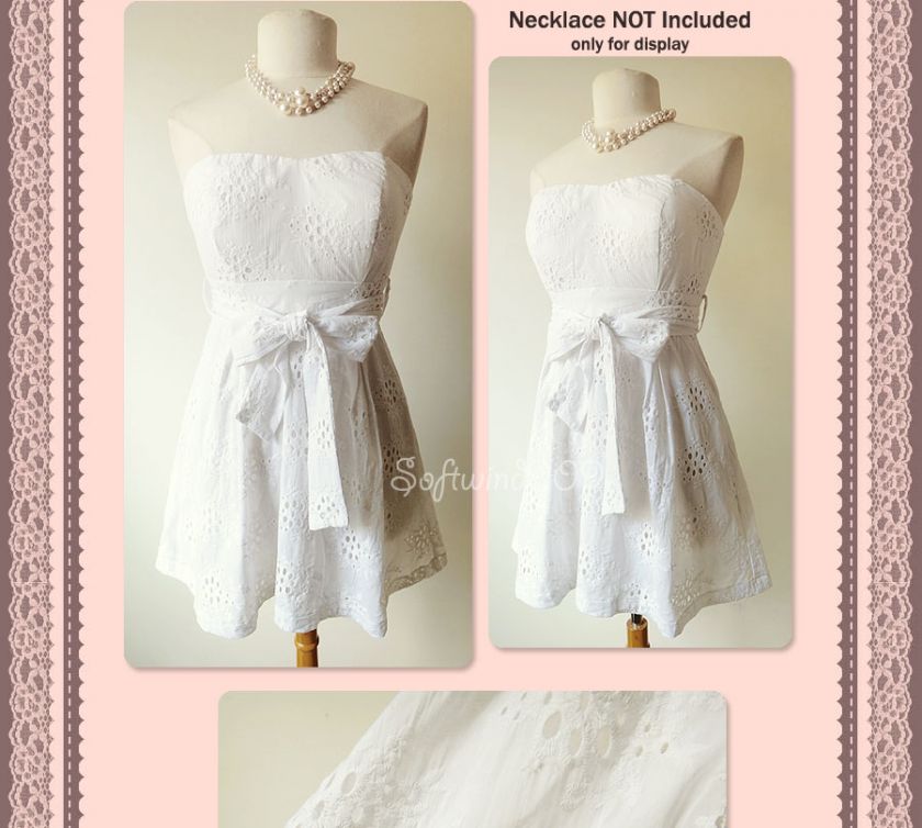 NEW Forever 21 White Embroidered Eyelet Lace Strapless Mini Summer 