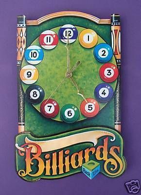 GAME ROOM POOL AND BILLIARDS PERSONALIZED WALL CLOCK  