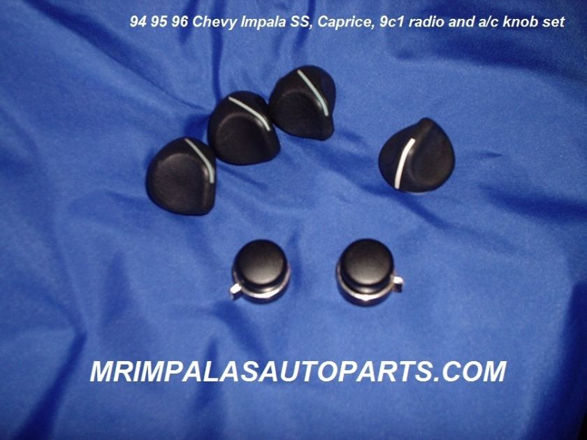 94 95 Chevy Impala SS Caprice 9C1 AC heat and radio knob set  