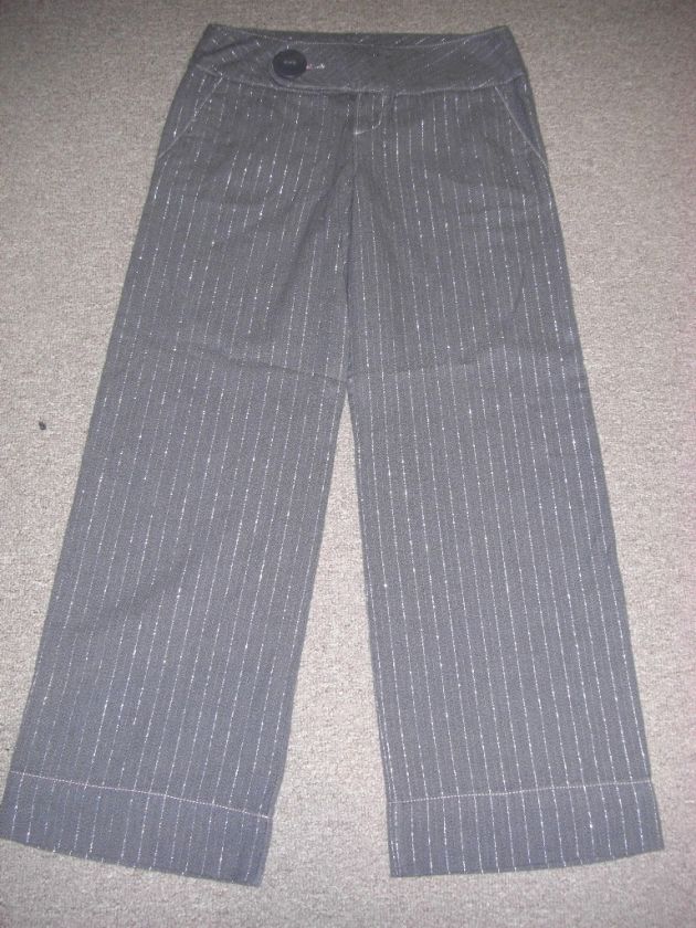 Free People 2 gray crop pants metallic pin stripe wide leg  