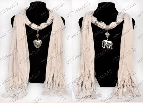 2ps fashion wholesale lots Scarve Cotton Necklace Scarf mixed pendant 