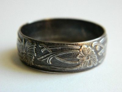 Antique STERLING ART NOUVEAU MENS WEDDING BAND RING  