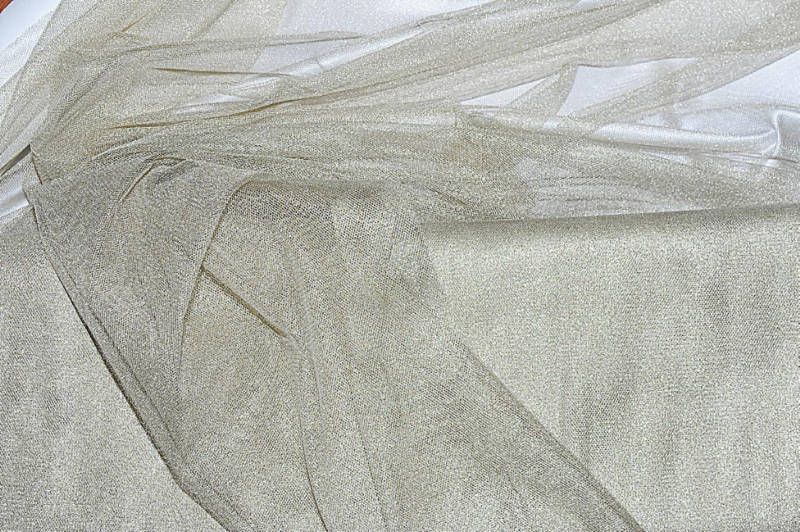 METALLIC TULLE NETTING 60 WIDE GOLD/WHITE BY THE YARD  