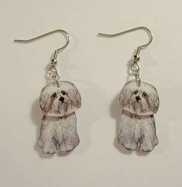 Havanese Dogs with Wiggly Head Earrings  