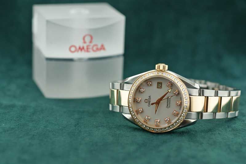 Ladies Omega Steel Rose Gold & Diamond Seamaster Aqua Terra 666.1110 