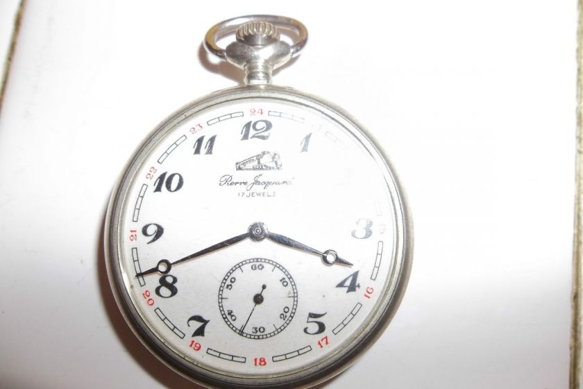   Jacquard Pocket Watch with a Railroad Train on Dial and on Rear  