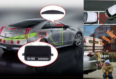 Car Parking 4 Sensors LED Display Reverse Radar Silver  