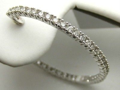   SI1/G Inside & Out Hoop Earrings 14kt White Gold 1.25 Diameter  