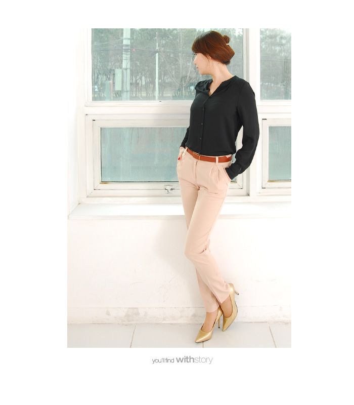 A192112 / Basic Pintuck Dress Pants, Woman, Stylish, Trousers, Korea 