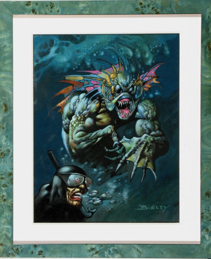 SIMON BISLEY   FISH MAN AND DIVER PAINTING ORIGINAL ART  