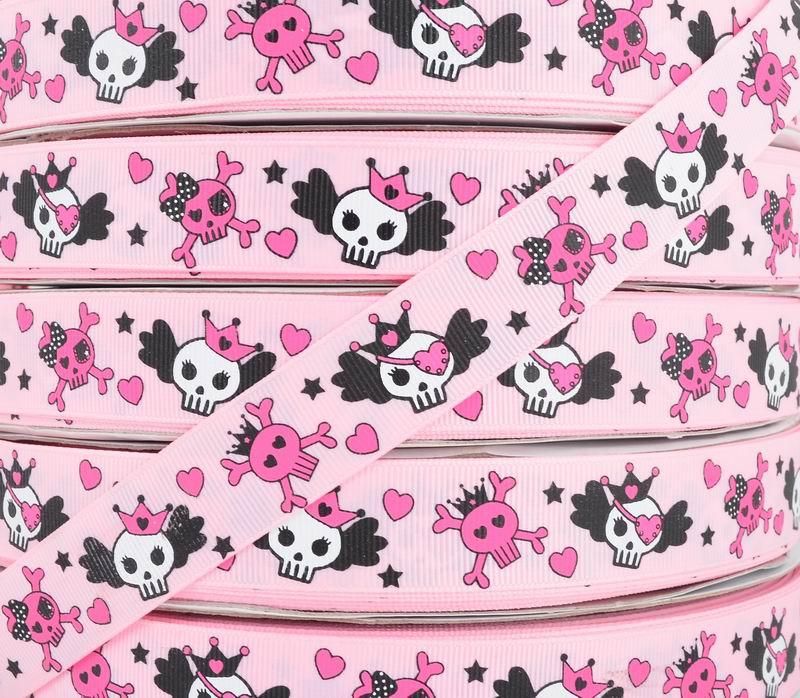 chic Girly skull Halloween GROSGRAIN RIBBON 5 yards  