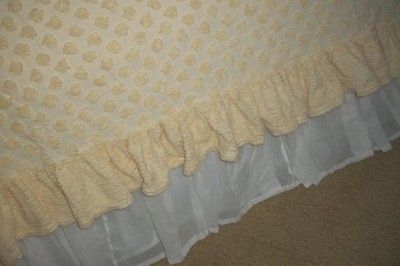   Soft Yellow Chenille Bedspread Huge Popcorn, Gathered Chenille Ruffle