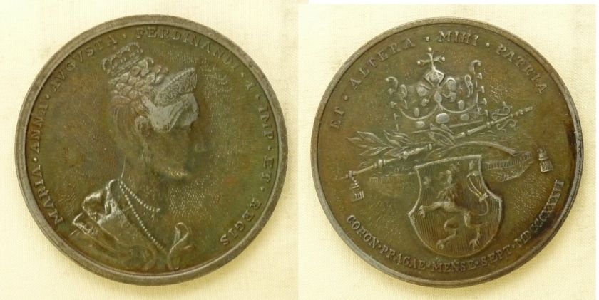 MedalReproduction 1836 Prague Coronation Med Ferdinand I and Maria 