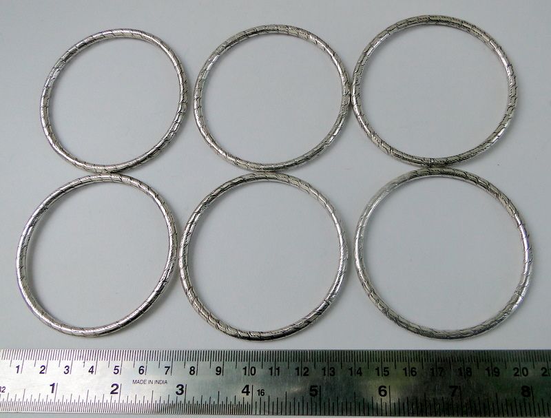 925 STERLING SILVER BANGLE BRACELET SET OF 6 PCS  