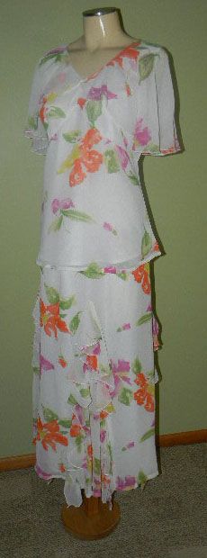 NWT WHITE FLORAL Evening Cocktail Skirt Set Outfit XL  