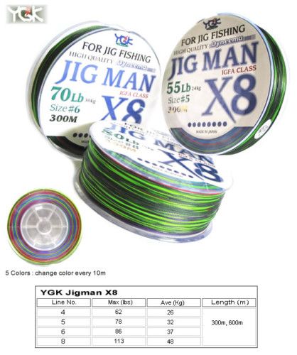 YGK Jigman X8 (300m) #5/55lb Braided Line / PE  