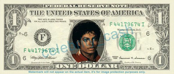 Michael Jackson Dollar Bill #5 (color)   Mint REAL $$$  