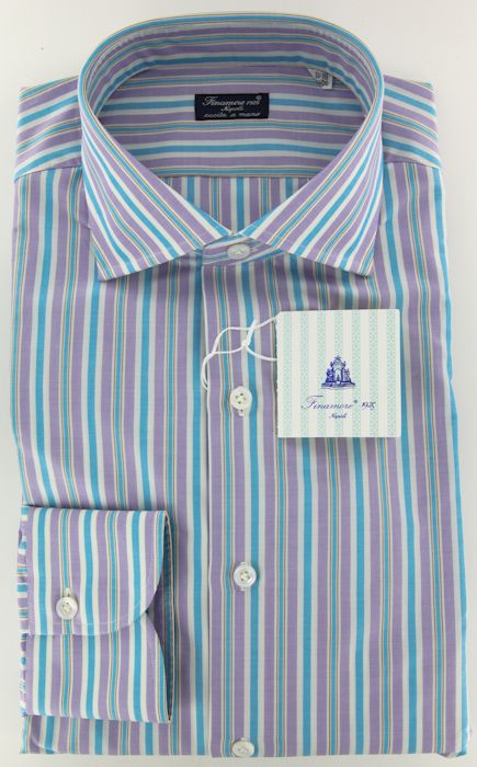 New $425 Finamore Napoli Lavender Purple Shirt 16/41  