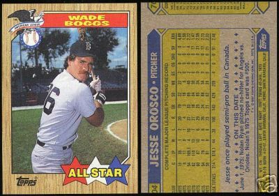 1987 Topps Wade Boggs / Jesse Orosco Wrong Back Error  