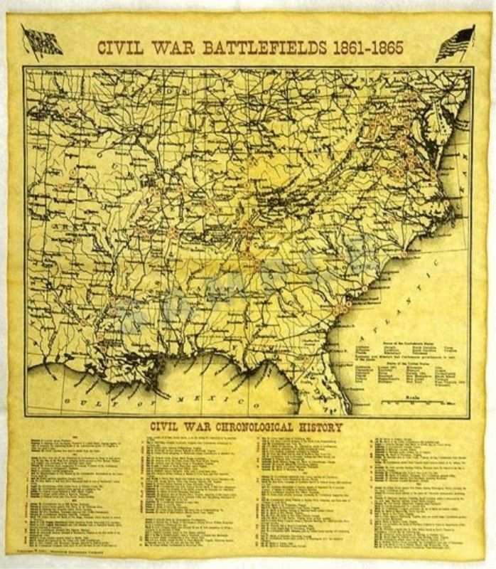 Civil War Battlefields Map Historical Document (Chann  
