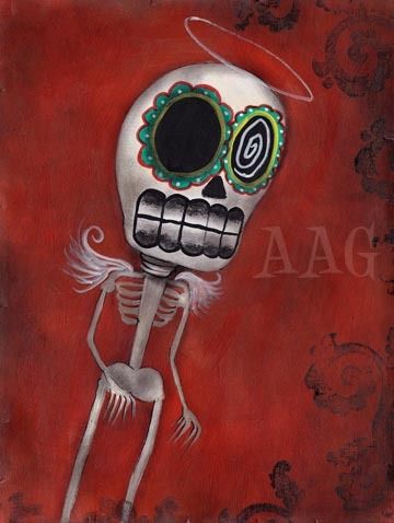 Print Painting SKULL DAY OF THE DEAD ART SUGAR ANGEL  