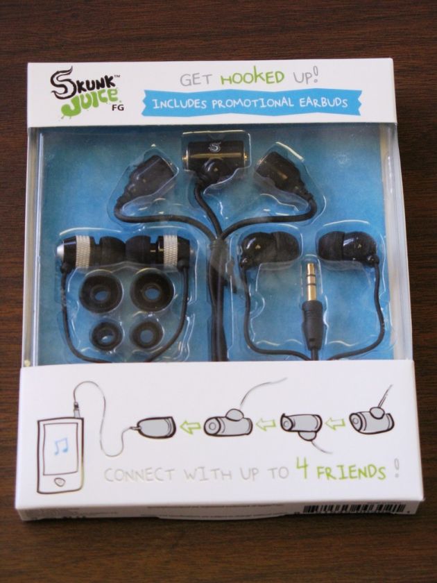 SKUNKJUICE FG101 Earbuds Magnetic Connectors Black New  