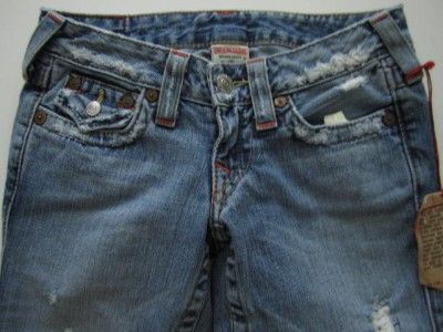 TRUE RELIGION BERKELEY JOEY DESTROYED WOMENS JEANS 24  