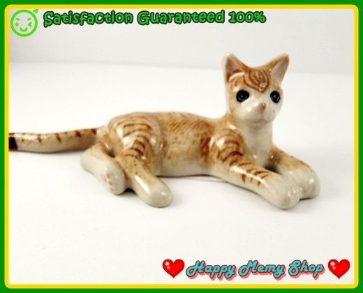 Cat is relaxing Miniature Figurines Ceramic Animal  C09  