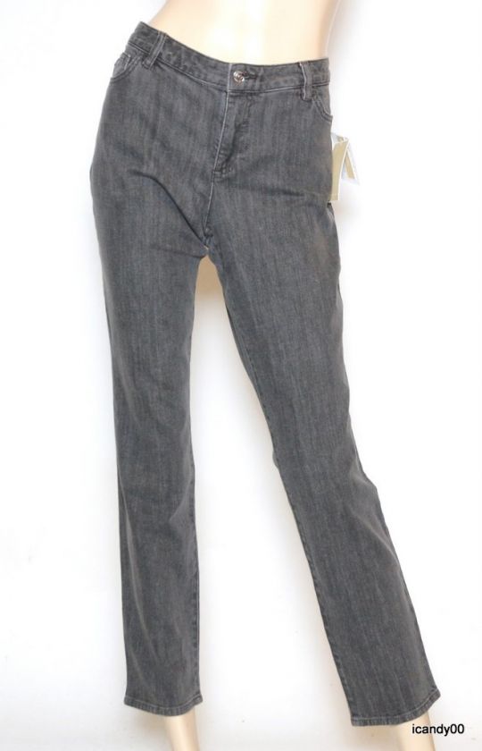 NWT $100 MICHAEL KORS STRAIGHT LEG JEANS ~SMOKE GRAY *6  