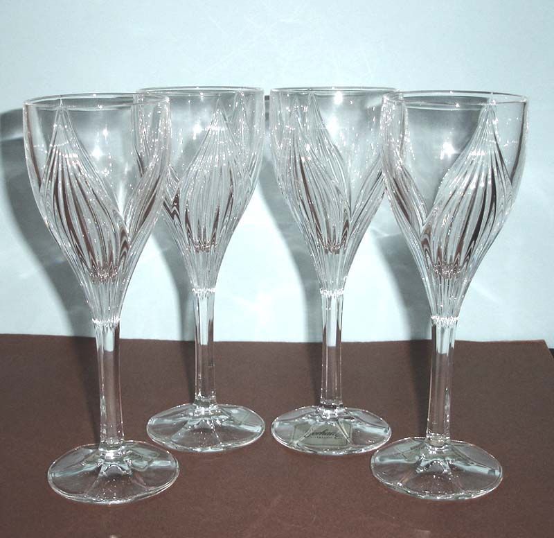 Gorham Primrose Wine Glasses Set of 4 Crystal Made in Germany New 