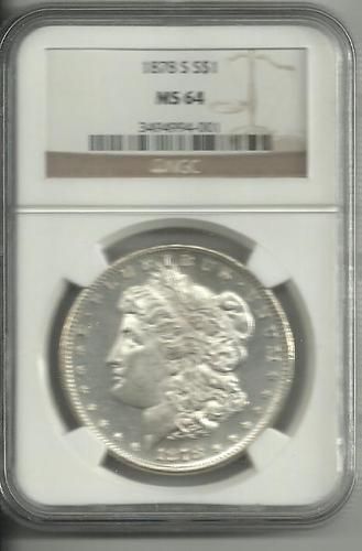 1878 S MORGAN SILVER DOLLAR NGC MS64 PROOF LIKE  