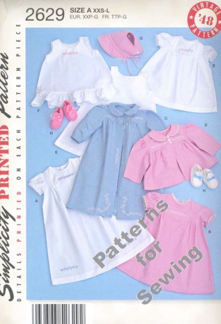   Simplicity Baby Girl Boy Vintage 1948 Layette Sz NB L NEW  