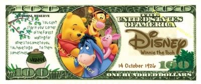 WINNIE THE POOH *$100 Disney Dollar Collectors Novelty  