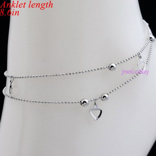 hot sale heart bead double chain anklet ankle bracelet  