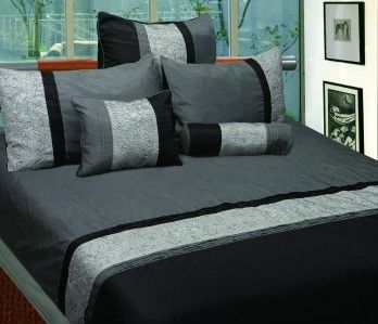 New Manhattan Black Silver Grey KING Quilt Cover Set  