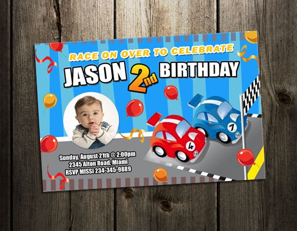 RACE CARS RACING BIRTHDAY PARTY INVITATION CUSTOM 1ST INVITES NASCAR 