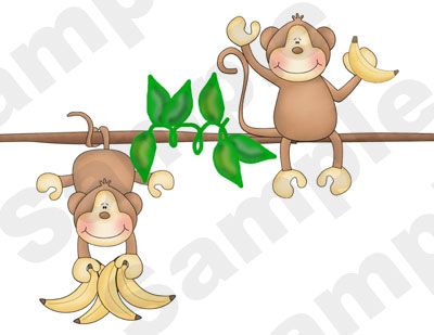 BABY MONKEYS JUNGLE NURSERY WALL BORDER STICKERS DECALS  