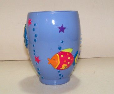 NEW Blue Tumbler GLITTER FISH Colorful Tropical Ocean  