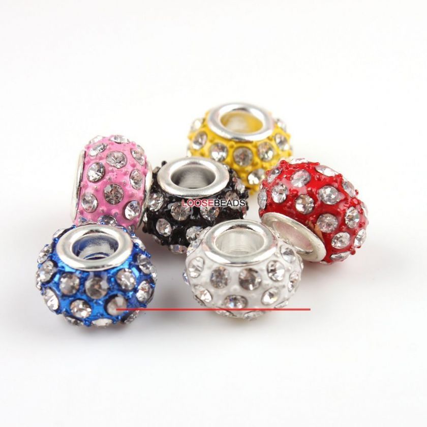 FREE SHIP 5 Rhinestone European Bead Fit Charm Bracelet  