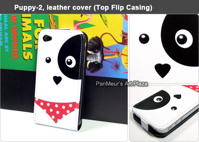 Apple iPhone 4S/4 Cute Protective Cell Phone Leather Case Cover (Puppy 