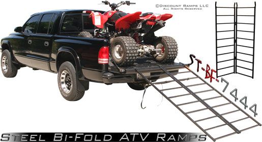 NEW FOLDING 74x44 ATV BI FOLD RAMP STEEL LOADING RAMPS  