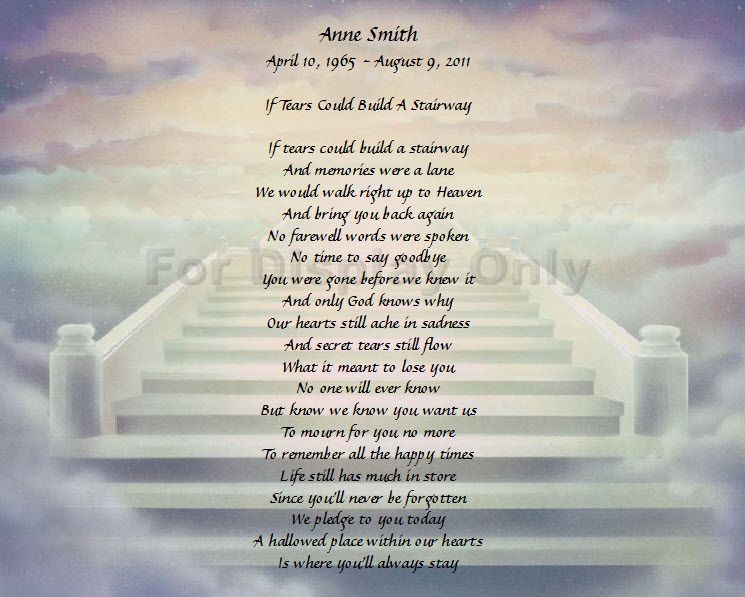 Personalized Memorial If Tears Could Build A Stairway  