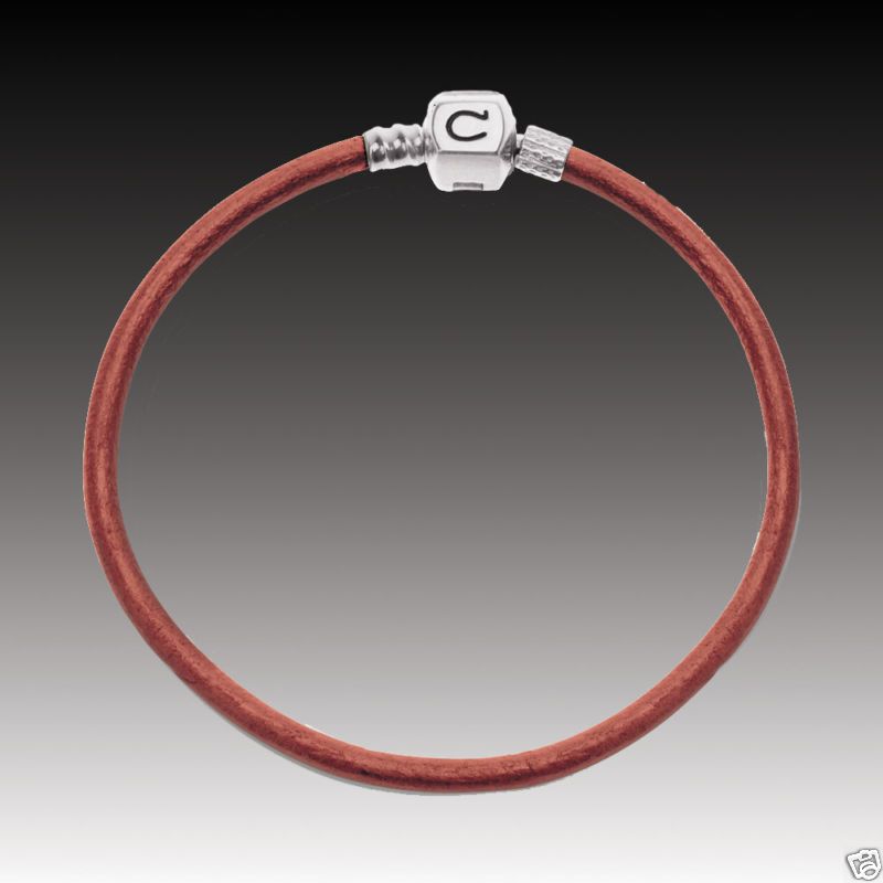 Authentic Chamilia Leather Persimmon Bracelet MLR 3  